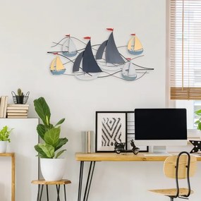 Decorazione da muro 120x60 cm barche a vela metallo
