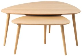 Tavolini in rovere decorato in colore naturale in set di 2 pezzi 70x100 cm Adda - Unique Furniture