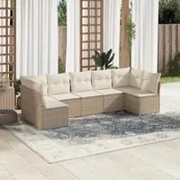 Set Divani da Giardino 7 pz con Cuscini Beige in Polyrattan 3249267