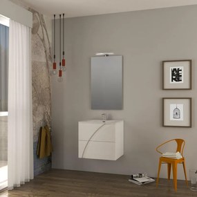 Mobile bagno sospeso Monica con lavabo in ceramica L60 x H55 x P46 cm frassino, bianco