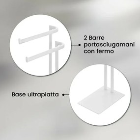 Piantana portasciugamani da appoggio in acciaio bianco opaco Fusion