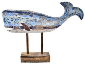 Statua Decorativa DKD Home Decor 40 x 10 x 30 cm Azzurro Marrone Balena