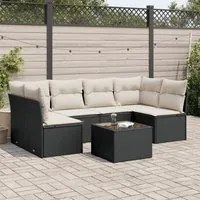 Set Divani da Giardino con Cuscini 7pz Nero Polyrattan 3249235