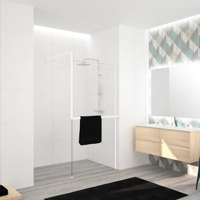 Box doccia walk-in Elidesign, vetro 8 mm, L max 160 cm x H 200 cm, profilo bianco