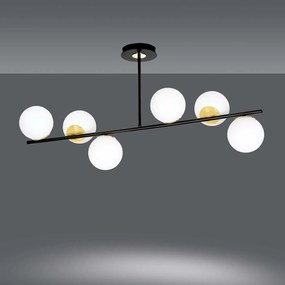 Plafoniera Contemporaneo Vishnu Acciaio Nero Oro 6 Luci E14 Ip20