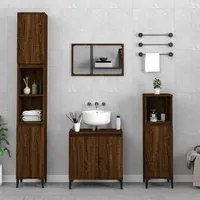 Set Mobili da Bagno 3 pz Rovere Marrone in Legno Multistrato 3185596