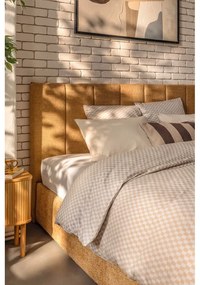 Letto matrimoniale imbottito color senape con contenitore e rete inclusi 180x200 cm Thessa Bold Line – Bonami Selection