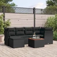 Set Divani da Giardino con Cuscini 7pz Nero Polyrattan 3223745