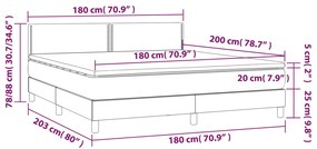 Letto a Molle con Materasso e LED Blu Scuro 180x200 cm