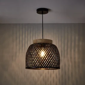 Lampadario Natura Ninon nero paralume nero E27 Ø35cm INSPIRE