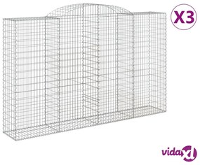vidaXL Cesti Gabbioni ad Arco 3 pz 300x50x180/200 cm Ferro Zincato