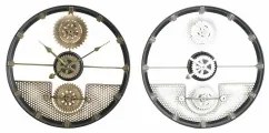 Orologio da Parete DKD Home Decor 40 x 5,5 x 40 cm Argentato Nero Dorato Ferro Ingranaggi (2 Unità)