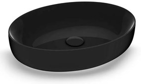 Lavabo da appoggio Metamorfosi OLYMPIA CERAMICA ovale in ceramica L 55 x H 14 x P 40 cm nero lucido piletta non inclusa