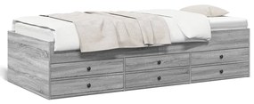 Divano letto con cassetti grigio sonoma 75x190 cm multistrato