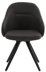 Set di sedie girevoli COVENT in similpelle antracite e gambe in metallo nero, con braccioli