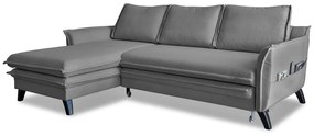 Divano letto grigio ad angolo, angolo sinistro Charming Charlie - Miuform
