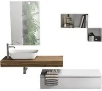 Mobile bagno composizione 4 pezzi ASTRA colore rovere miele/colore bianco