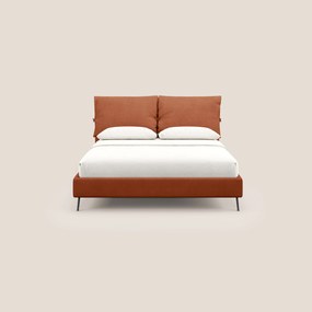 Artemisia letto imbottito con piedini alti sfoderabile in tessuto smacchiabile T17 arancio