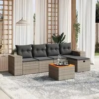 Set Divano da Giardino 6 pz con Cuscini Grigio in Polyrattancod mxl 89750