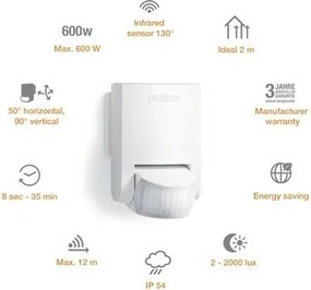 STEINEL 660314 - Rilevatore di movimento con sensore IS 130-2 bianco IP54
