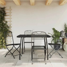 Set Da Pranzo Da Giardino 5pz Antracite İn Rete Metallica /