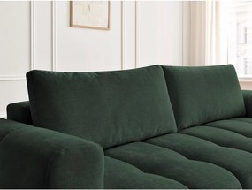 Divano verde allungabile e con contenitore rivestito in ciniglia 251 cm Fuji – Bobochic Paris