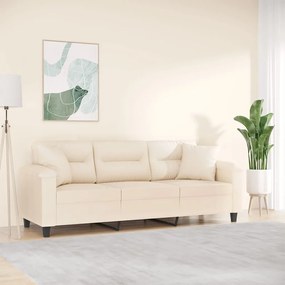 Divano a 3 posti con cuscini beige 180 cm tessuto microfibra