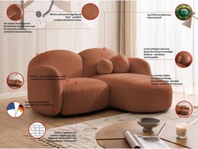 Divano angolare color terracotta (con penisola a destra/con chaise lounge) con rivestimento in bouclé Orbit – Ropez