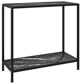 Tavolo Consolle Nero 80x35x75 Cm İn Vetro Temperato /