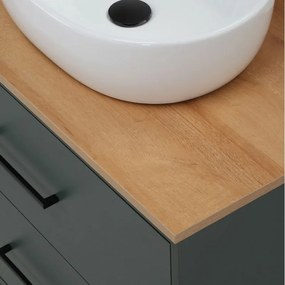 Mobile bagno sospeso 80cm verde petrolio con due cassetti e specchio Brik