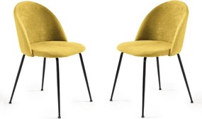 Sedia da pranzo in tessuto Giallo e gambe metallo Nero - KAREN 2 sedie