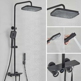Sistema doccia esterno ELT1104 termostatico digitale a 4 uscite, grigio canna di fucile — Nero opaco