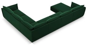 Divano angolare verde scuro (con penisola a destra/a U) con rivestimento in velluto Vanda – Mazzini Sofas