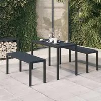 Set da Pranzo da Giardino 3 pz in Acciaio e WPC Nero cod mxl 36606