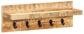 Appendiabiti A Muro 60x15x20 Cm Legno Massello Di Mango Grezzo /