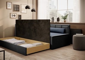 Divano blu/grigio allungabile/con contenitore e rivestimento in ciniglia 214 cm Fulgeo – ELTAP