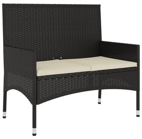 Set Mobili da Giardino 6 pz con Cuscini in Polyrattan Nero