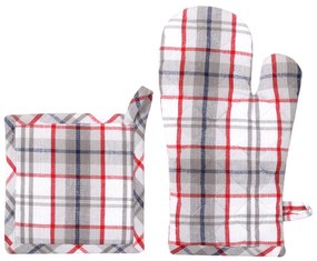 Set presina e guanto forno cotone tartan grigio