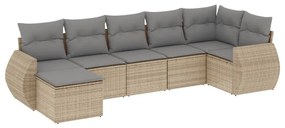 Set divani da giardino 7 pz con cuscini beige in polyrattan