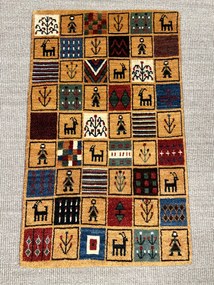 Gabbeh Tappeto 100 x 60 Giallo (Iran) Annodato A Mano