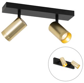 Faretto da soffitto nero con oro regolabile 2 luci - Jeana Luxe