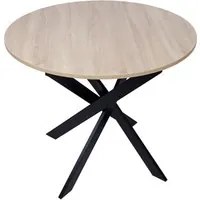 Tavolo da pranzo fisso rotondo 90 x 90 x 77 cm di altezza, 4 persone Colore rovere, Gambe nero opaco