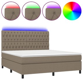 Letto a molle con materasso e led tortora 180x200 cm in tessuto