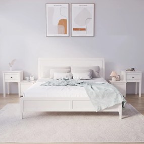 Comodini 2 Pz Bianchi 79,5x38x65,5 Cm İn Legno Massello Di Pino /