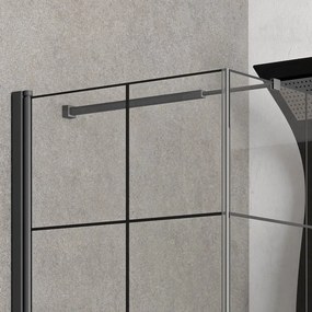 Box doccia angolo 140x90 colore nero. Porta da 90cm fisso da 140cm NICO-3500 - KAMALU