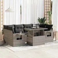 Set Divani da Giardino 7 pz con Cuscini Grigio in Polyrattan 3326431