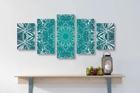 Quadri 5 pezzi – Rosone blu e bianco