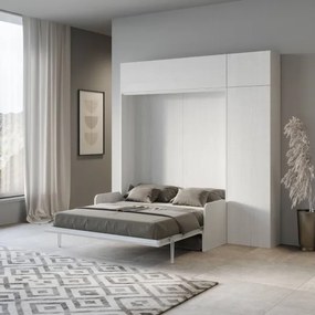 Letto a scomparsa matrimoniale 160 cm con mobili Bianco KENTARO SOFŔ