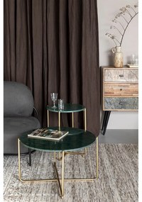 Tavolino da salotto rotondo verde/dorato con piano in marmo ø 70 cm Timpa – White Label