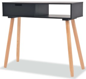 Tavolo Consolle İn Legno Di Pino Massello 80x30x72 Cm Nero /